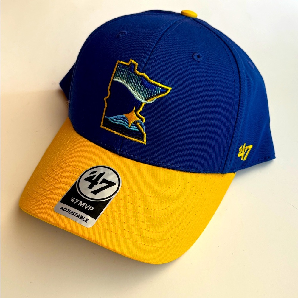 47 MVP Blue and Yellow Embroidered adjustable Cap Minnesota twin cap team New